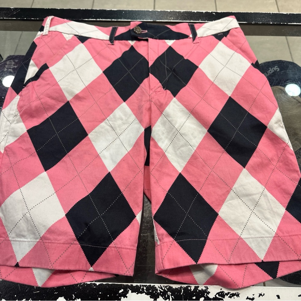 Loudmouth Plaided Golf Shorts Pink Black White Size 34
